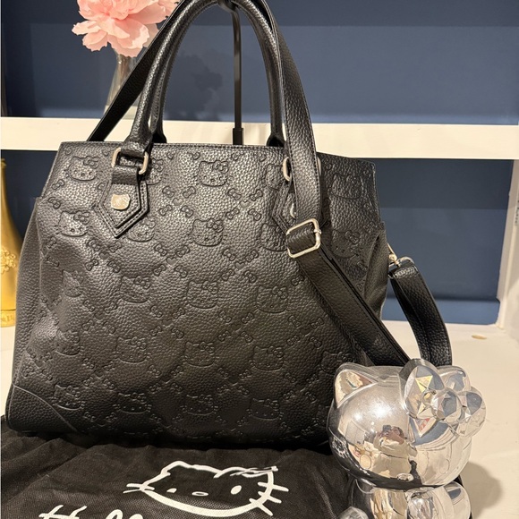 Hello Kitty Handbags - Vintage Hello Kitty Black Embossed Leather Tote